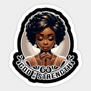 Praying woman - God is my strength Sticker